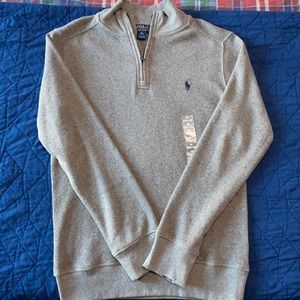 Boys Polo Waffle Long Sleeve Shirt in Grey. Size Large, new with tags.